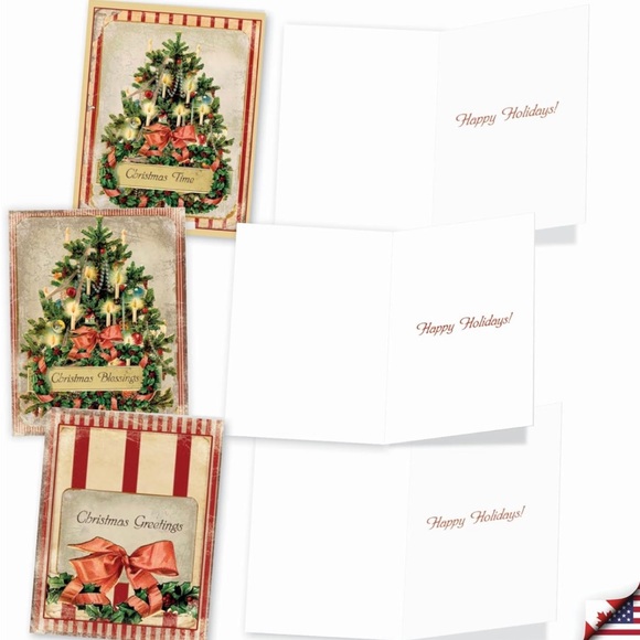 The Best Card Company 10 Retro Christmas Greeting Cards with Envelopes - Picture 4 of 8